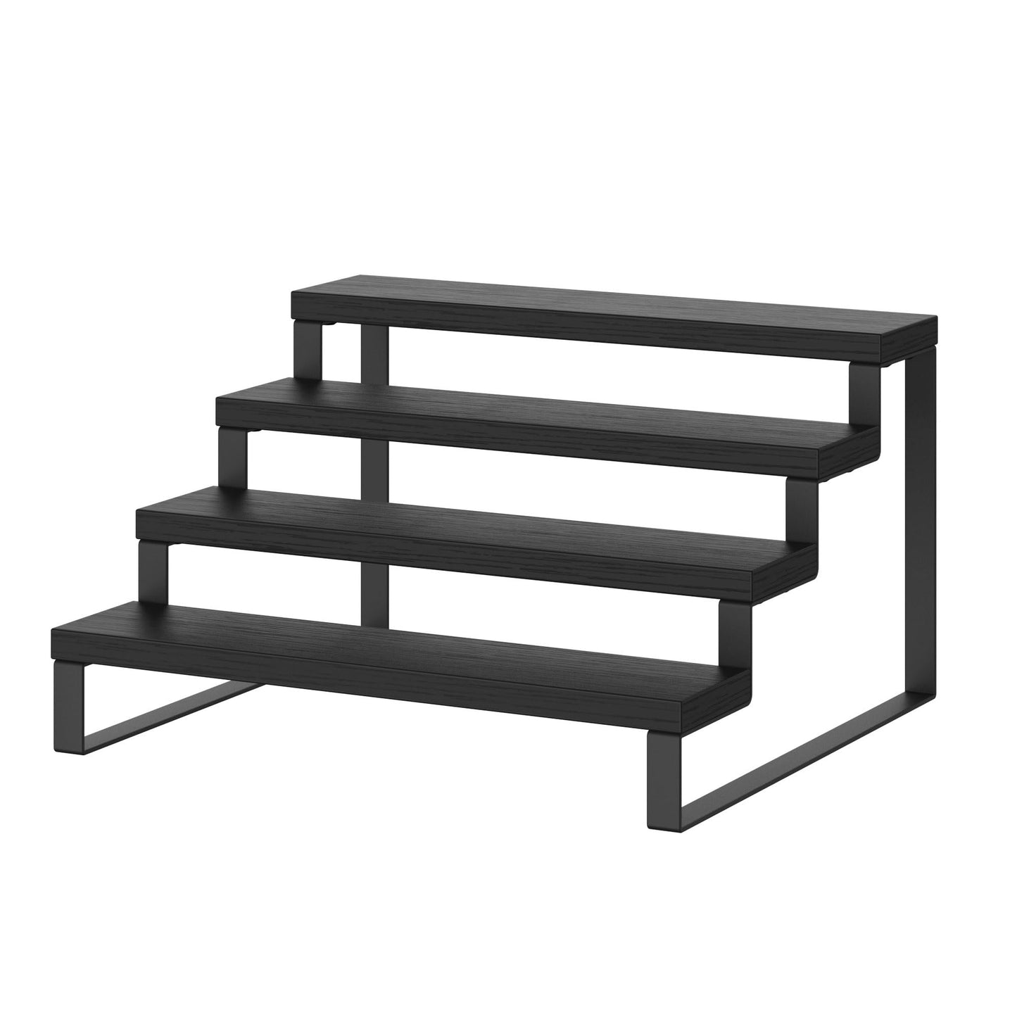 Wood Display Risers, 4 Tier 13.4IN Perfume Organizer Shelf with Metal Legs, Large Wooden Cupcake Stand Holder, Display Shelf Stand for Figures, Party, Makeup, Dessert Shelves for Party, Black