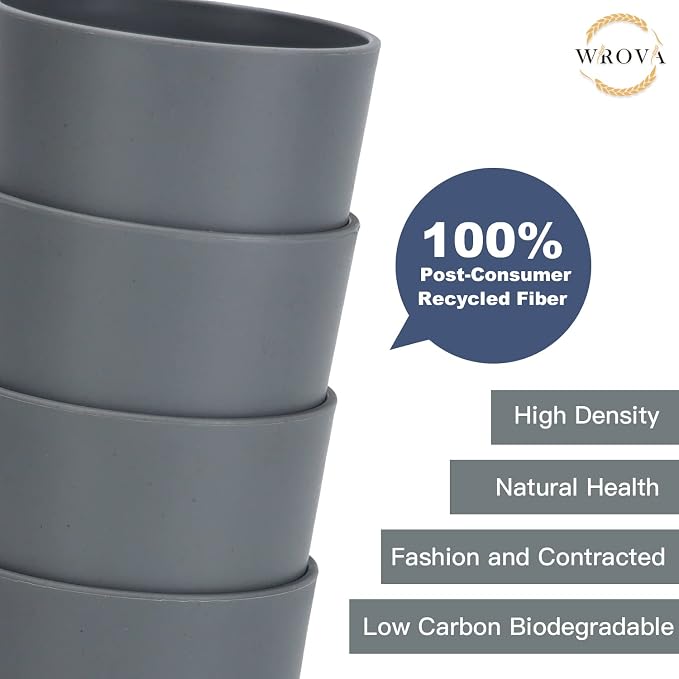 Wrova Wheat Straw Cups 8 PCS Good Alternative to Plastic Reusable Cups 20 oz Unbreakable Drinking Cup Reusable Dishwasher Safe Water Plastic Glasses Gray