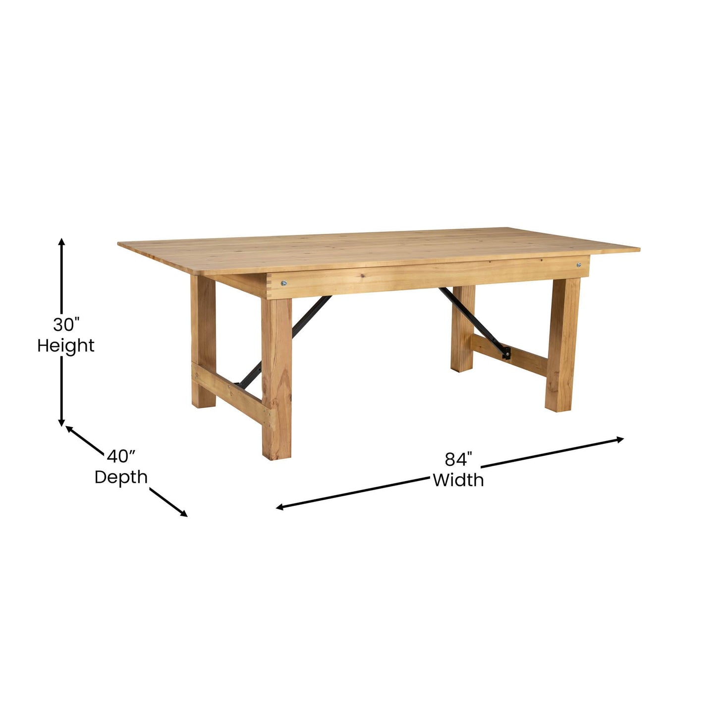 Flash Furniture HERCULES 7' x 40" Rectangular Antique Rustic Solid Pine Folding Farm Table, Light Natural