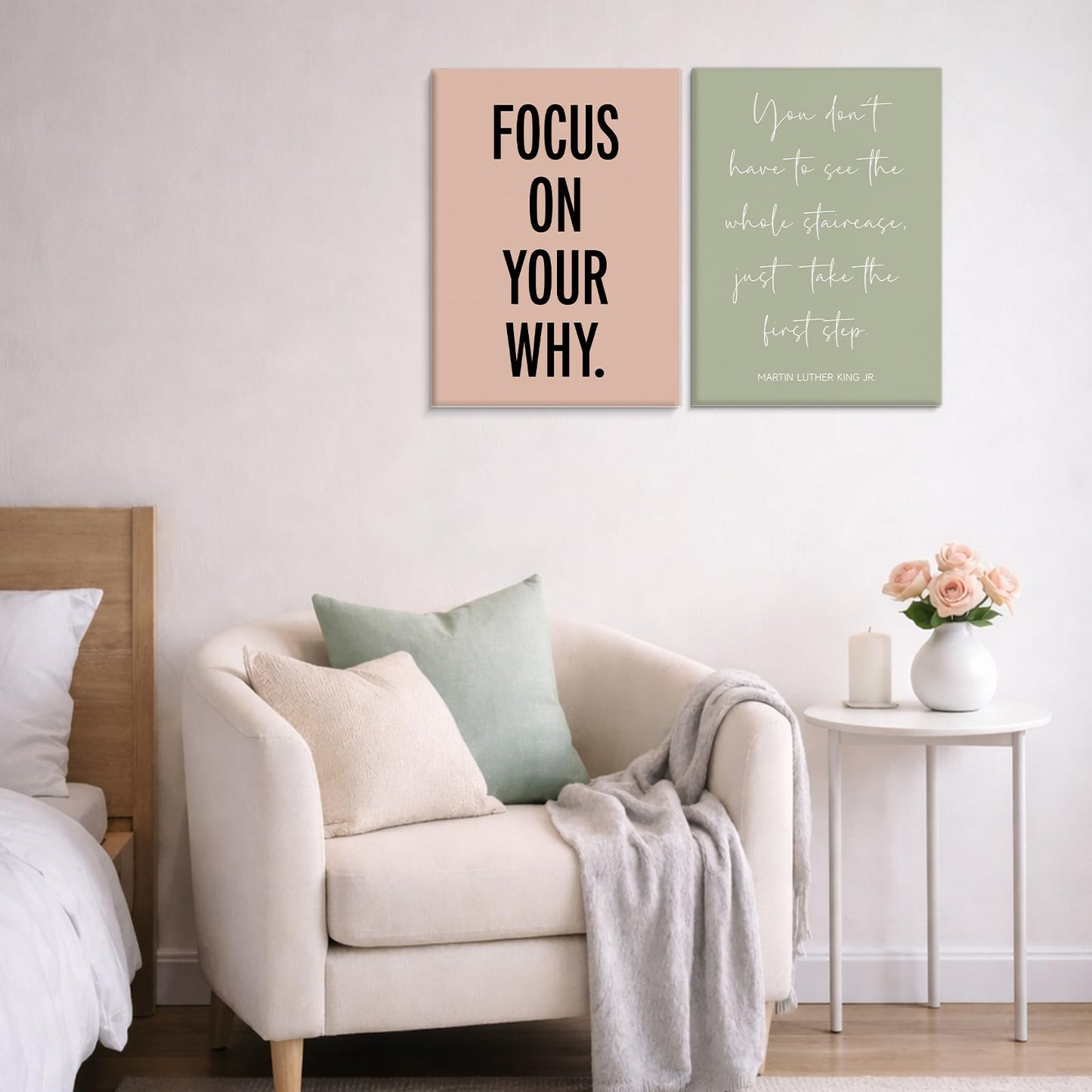 Framed Motivational Office Wall Decor, Set of 6 Boho Inspirational Canvas Wall Art Office Decorations for Work, Positive Affirmations Quotes Posters for Workout Room Home Bedroom