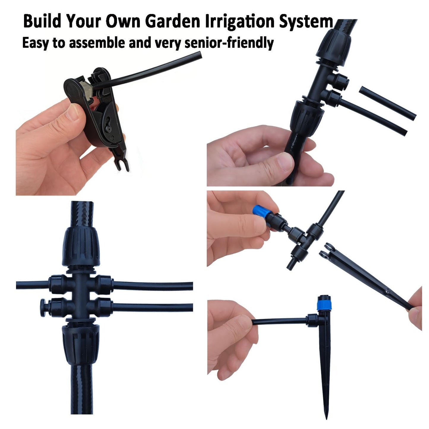 Drip Irrigation System with Water Timer for Garden,Main ID 1/2inch 16.5Ft and 1/4inch 96Ft Water Hose, Watering System Sufficient Water Pressure, Irrigation Dripper Waterflow Evenly Easy DIY Green