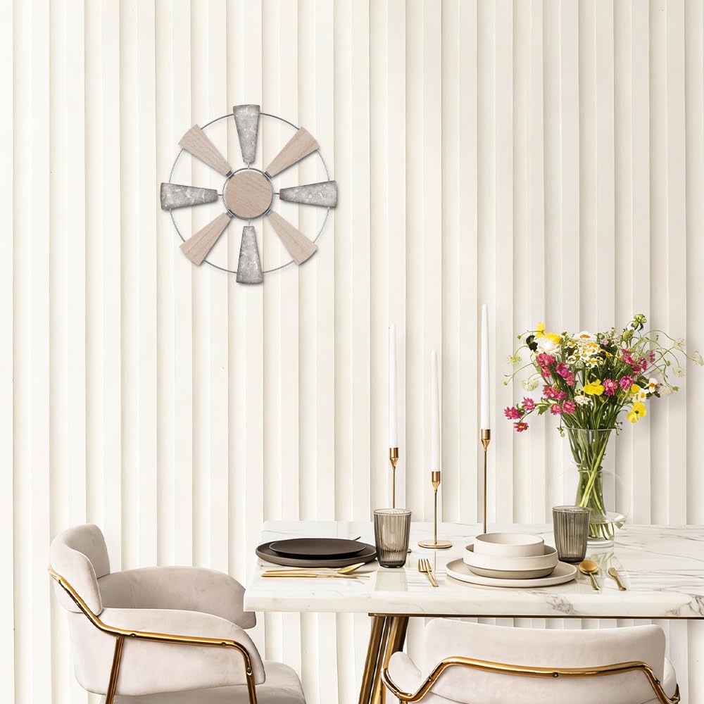YEAHOME Farmhouse Wall Decor, 11" Wood Metal Windmill Wall Art for Rustic Farmhouse Decor, Western Country Home Decor for Kitchen, Living Room, Bathroom, House