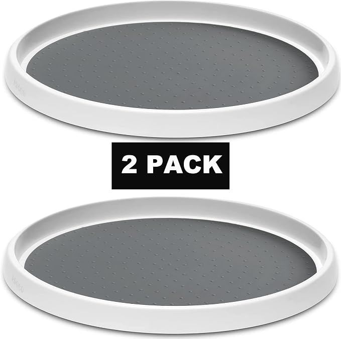 Set of 2, 12 Inch Non-Skid Lazy Susan Organizer, Pantry Lazy Susan Turntable for Cabinet, Kitchen Cabinet Organizer, Pantry Organization and Storage -Size- 12"x1.5"