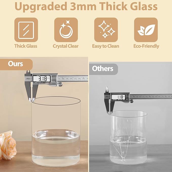 TBWIND 6Pcs Glass Cylinder Vases for Centerpieces, 6" x 4.7" Wide Mouth Flower Vase Hurricane Glass Candle Holders, Clear Vases Bulk with 2 Floral Tapes for Floating Candles Wedding Party Home Decor