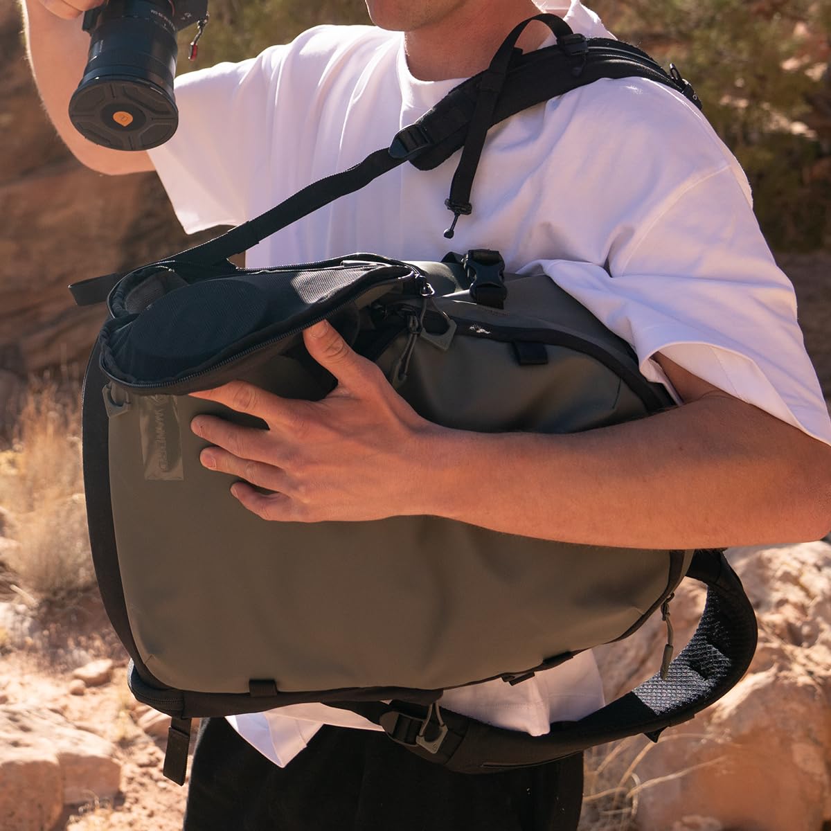 WANDRD STRATUS Photo 18L: Weather-Resistant Camera Backpack and Camera Bag - Dual Side Access, and Compact Storage for Modern Creators (Wasatch Green)
