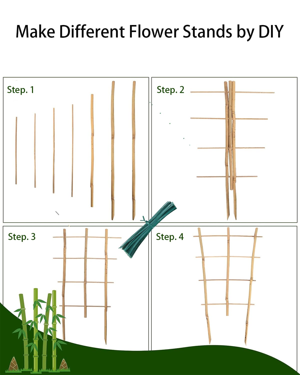 Moromyse 30Pcs Garden Stakes, 0.32”/16 Inch Bamboo Sticks with 100 Pcs Twist Ties Natural Plant Stakes for Indoor and Outdoor Plants，Poles for Tomatoes, Beans, Potted Plants