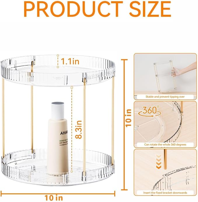 Yieach Acrylic 360 Rotating Makeup Organizer and Perfume Organizer (2 Tier)