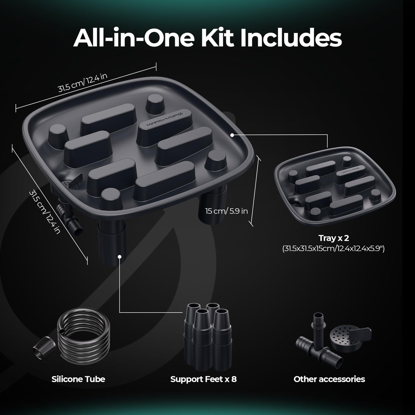 MARS HYDRO Drainage Trays 2-Pack Pot with Drainage Pipe for Grow Tents Greenhouses & Patio Plants