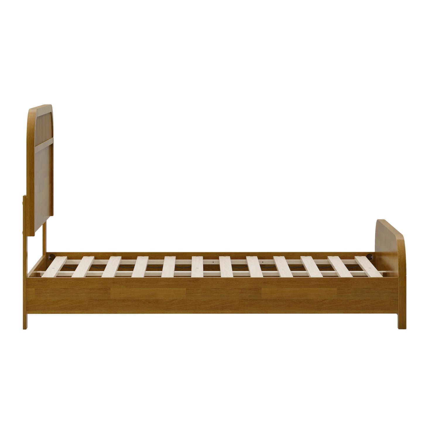 Christopher Knight Home Queen Size Wooden Bed Frame with Headboard, Oak Finish Platform Bed, Solid and Manufactured Wood, No Box Spring Needed, 550 lbs Capacity