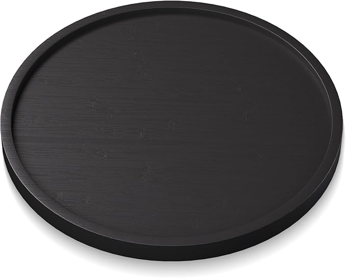 VERTORGAN Bamboo Serving Tray,8.7 Inch Decorative Trays Platter for Coffee Table,Living Room,Bar,Party,Mini Charcuterie Boards Cheese Board,Home Decor（Black）