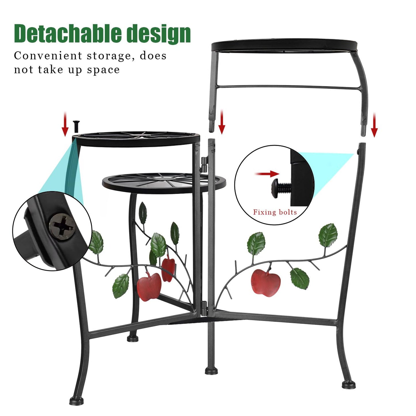 N.B.Y. 3 Tier Metal Plant Stand Indoor Outdoor Fold Waterproof Flower Plant Fit For Garden Balcony Patio Living Room Balcony Office Yard