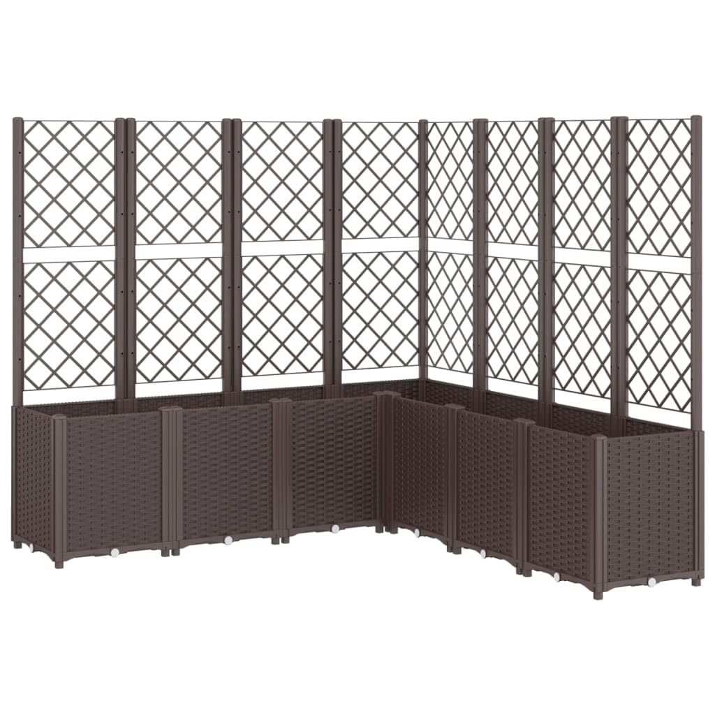 Yanyetangrui Garden Planter with Trellis Brown Polypropylene Large Outdoor Flower Pots 63"x63"x55.1" Modular Rattan Look Box for Patio Porch Garden Plants