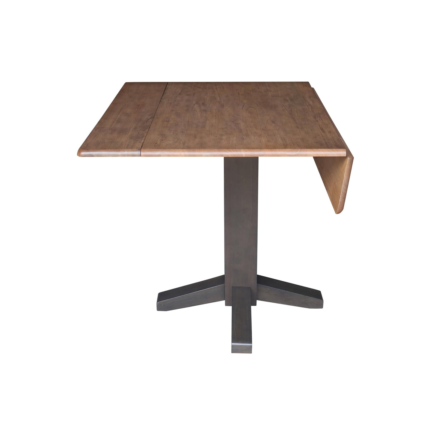 Solid Wood 36" Square Dual Drop Leaf Dining Table, Hickory/Washed Coal