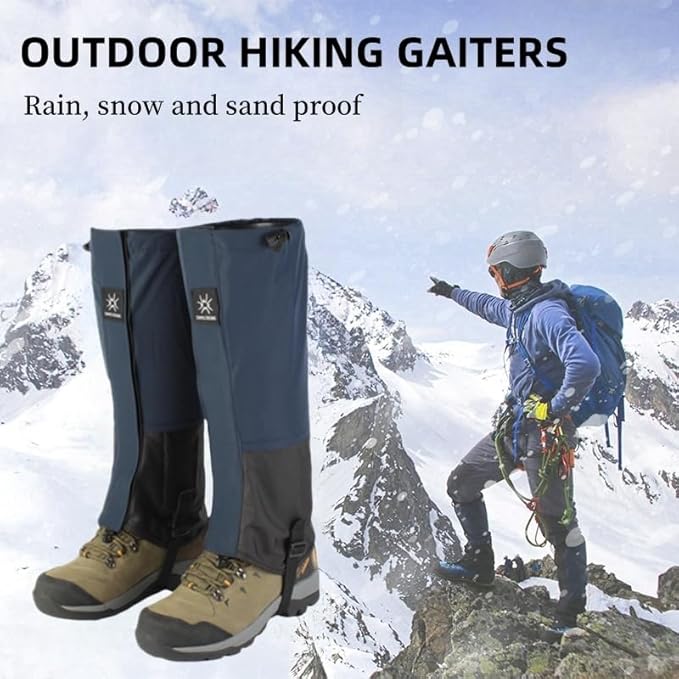 Waterproof Hiking Gaiters,Snow Boot Gaiters with Rubber Foot Strap,Lightweight and Adjustable,for Men and Women Hiking,Skiing,Mountaineering,Walking,etc.