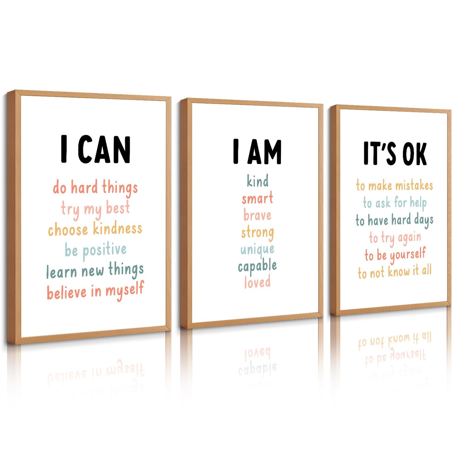 Kids Affirmation Wall Art Positive Canvas Wall Decor Inspirational Quotes Wall Art Motivational Words Pictures Daily Affirmations Poster Nursery Prints for Playroom Children Room 12x16x3 Inch Unframed