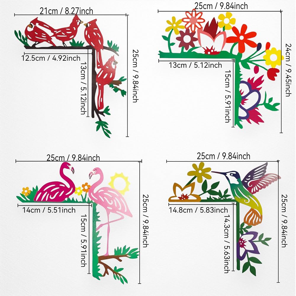 2024 Hand Painted Door Topper, Metal Left Sided Hummingbird Flower Cardinal Flamingo Starfish Leaf Funny Creative Door Frame Topper Corner Silhouette Wall Art Decor for Nature Lovers (Flower)