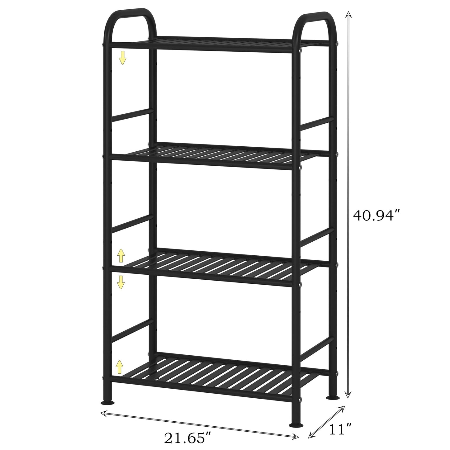 JSB 4-Tier Adjustable Shelving Unit, Heavy Duty Storage Rack Organizer Metal Corner Shelf for Kitchen Living Room Laundry Pantry Bathroom (Black, 4 Tier)…