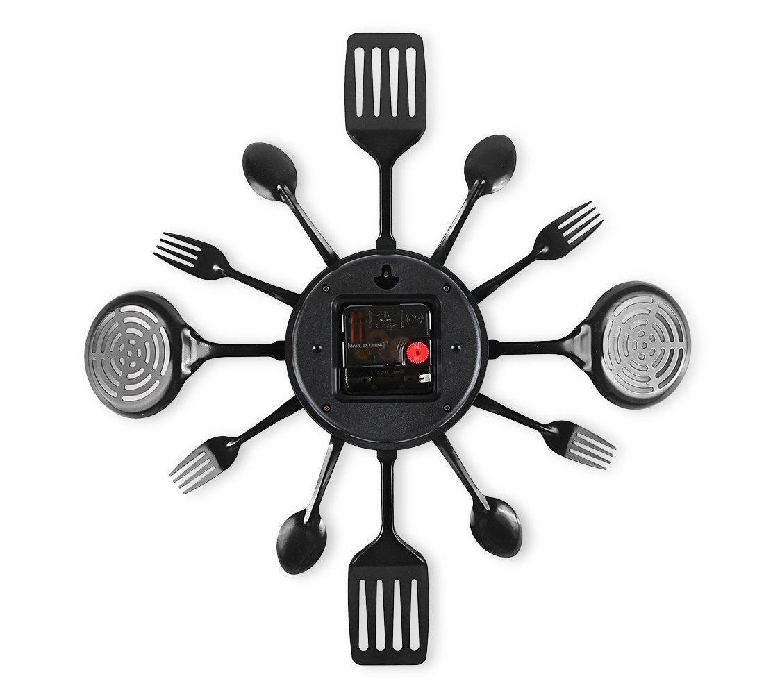 CIGERA 16 Inch Cutlery Kitchen Wall Clocks with Fork and Spoon Dial, Silent Clock Movement and Battery Operated, Great Wall Decor and Housewarming Gifts