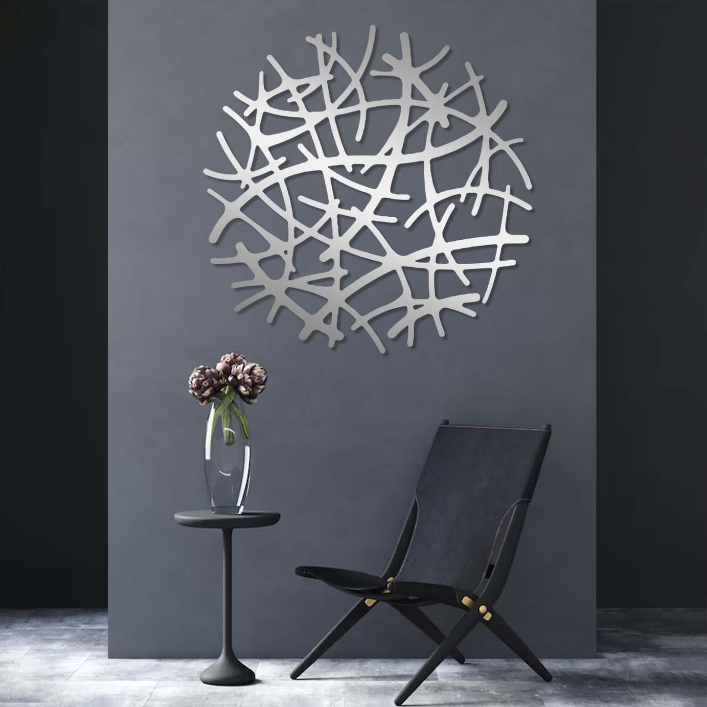 Round Abstract Line Metal Wall Decor, Geometric Wall Art, Circular Wall Decor, Abstract Metal Wall Art, Unique Wall Art, Bathroom Decor, Wall Decor Living Room (Gold, 24"x24" | 60x60cm)
