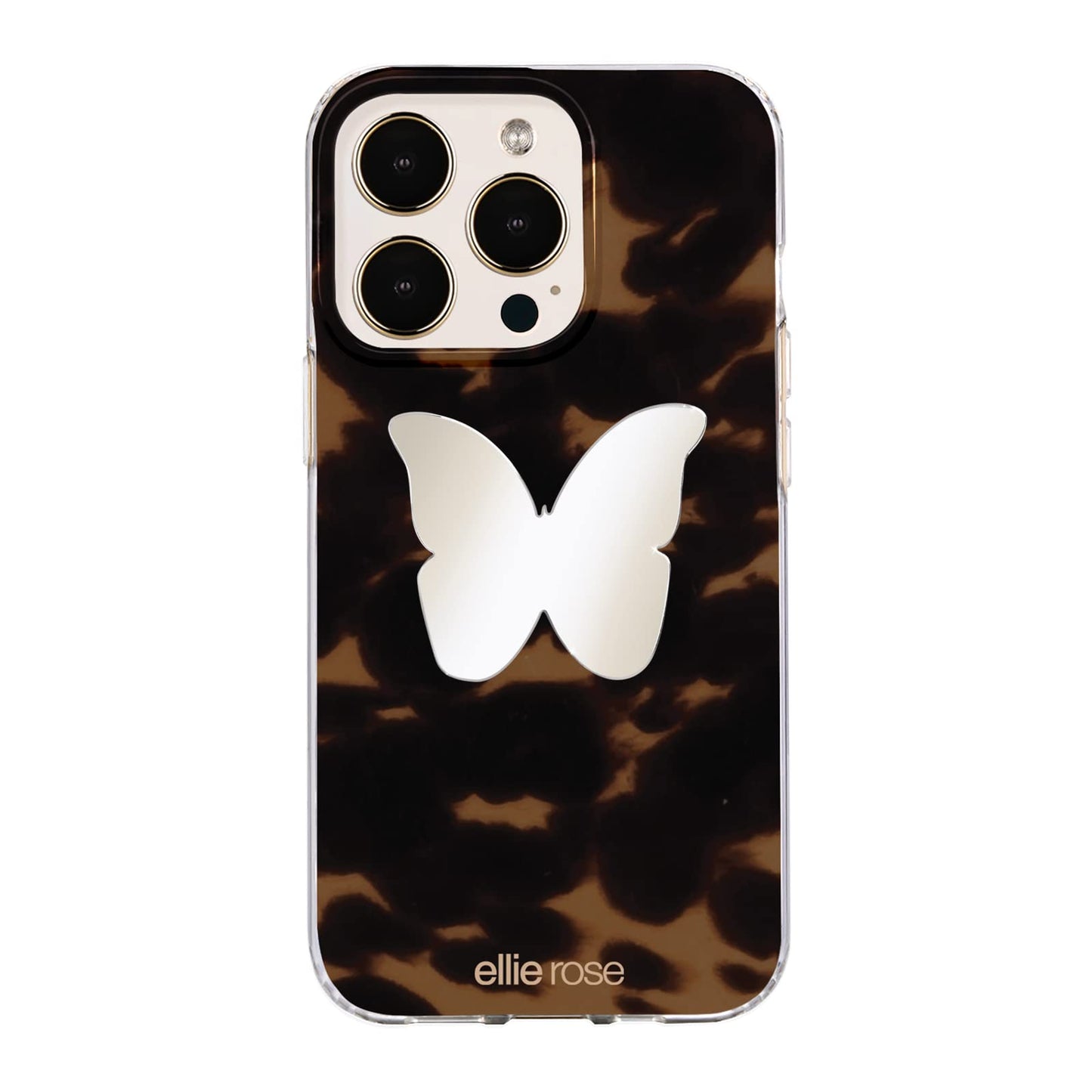 Ellie Rose Mirror Decal for Smartphone, Stick-On Mirror Phone Charm Sticker (Butterfly)