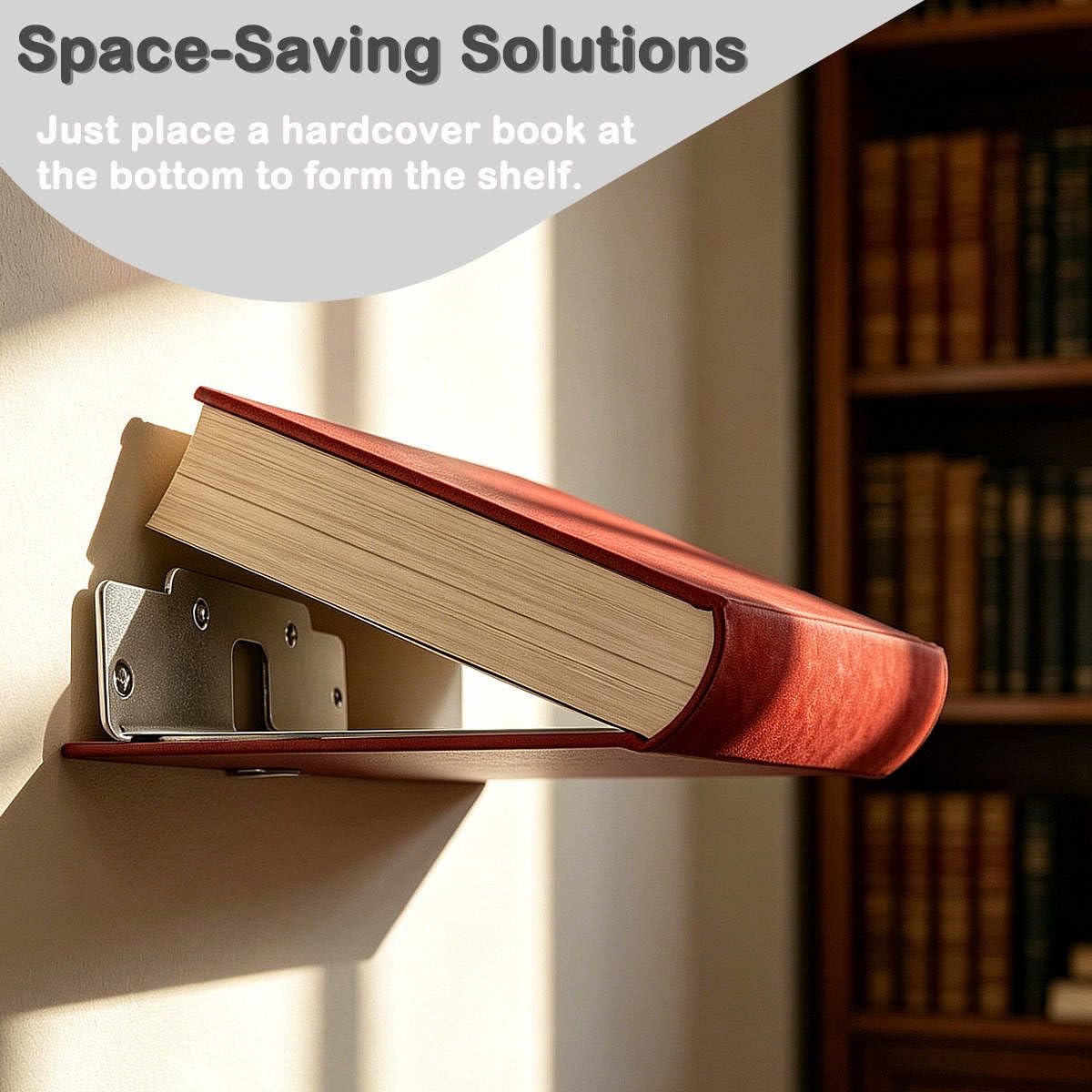 BUMOVE Invisible Floating Bookshelf - Modern Wall Mounted Metal Shelves for Office, Study Room, and Bedroom, Space-Saving Stylish Decor (4, Silver)