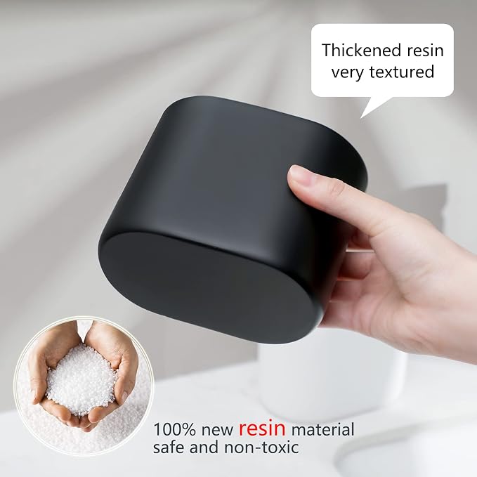 rejomiik Thick Resin Toothbrush Holders Bamboo Tooth Brushing Holder for Bathroom Countertop, Tooth Brush Storage Organizer Stand for Holds Toiletries and Beauty Accessories, Toothpaste, Razor, Black