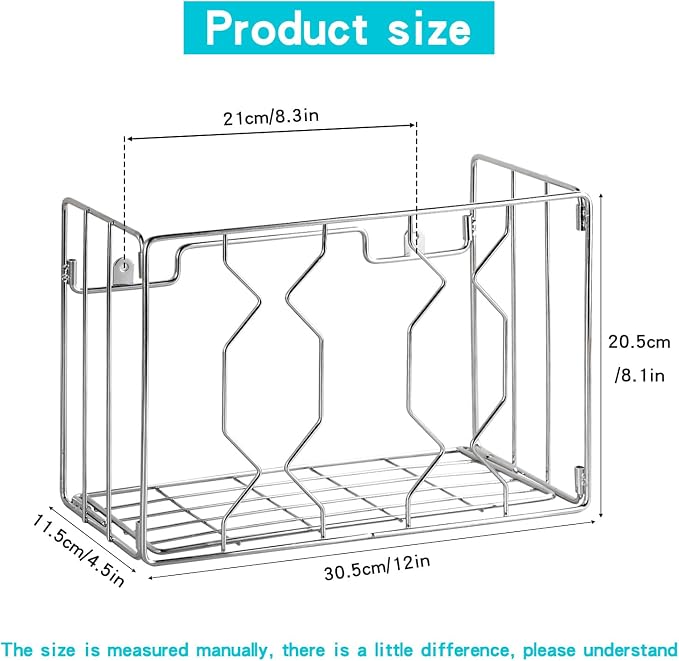 YQh Wall Mount Kitchen Wrap Organizer Rack, Cabinet Storage Basket, Aluminum Foil Rack, Mounts to Solid Cabinet Doors or Walls, Tall Basket Door Mount Cabinet Organizer