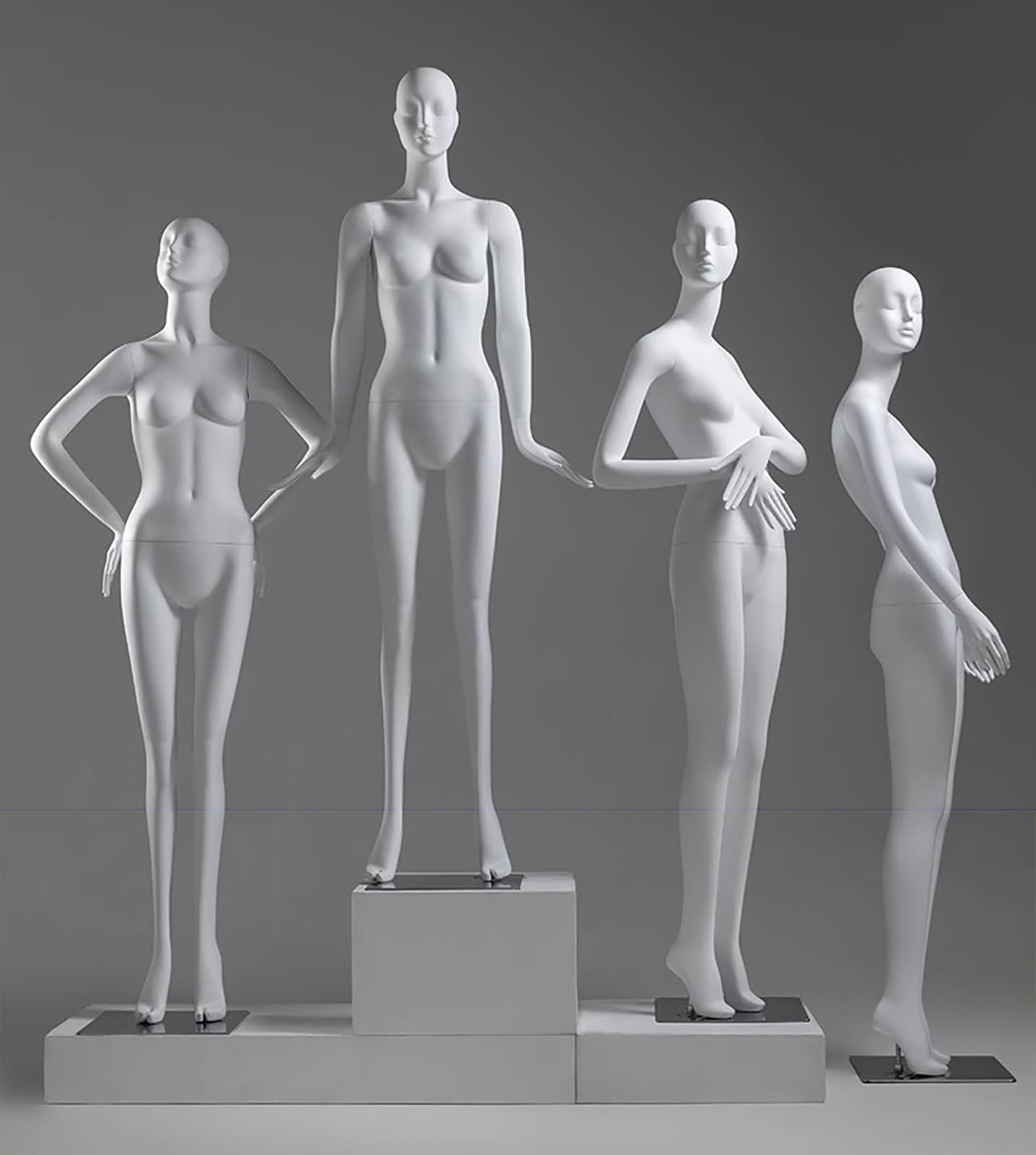 Matte White Female Mannequin with Head, Tall Detachable Dress Form Dummy for Home, Online Shop & Retail Display - Perfect Torso Body(Style4)