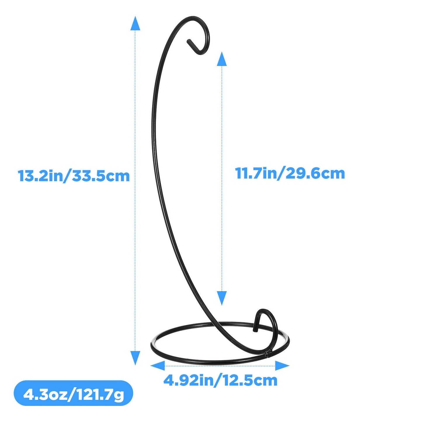 mekueeex 13in Black Ornaments Display Stands for Large Art Craft, Heavy Glass Crystal Witch Ball Holder, 6 Pack Christmas Decoration Halloween Decor Hanging Hook, Patio Planter Terrariums Iron Hanger