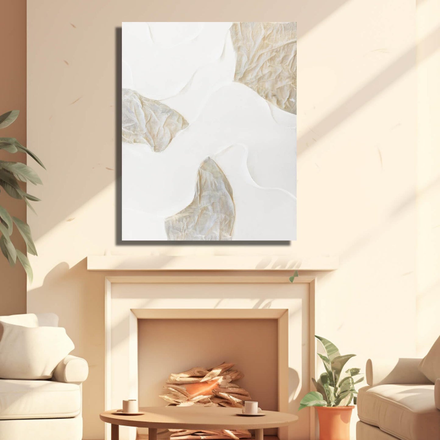NBAODAN White and Beige Wall Paintings Large Abstract Canvas Wall Art Textured Oil Paintings 32"x40" Pictures for Living Room Office