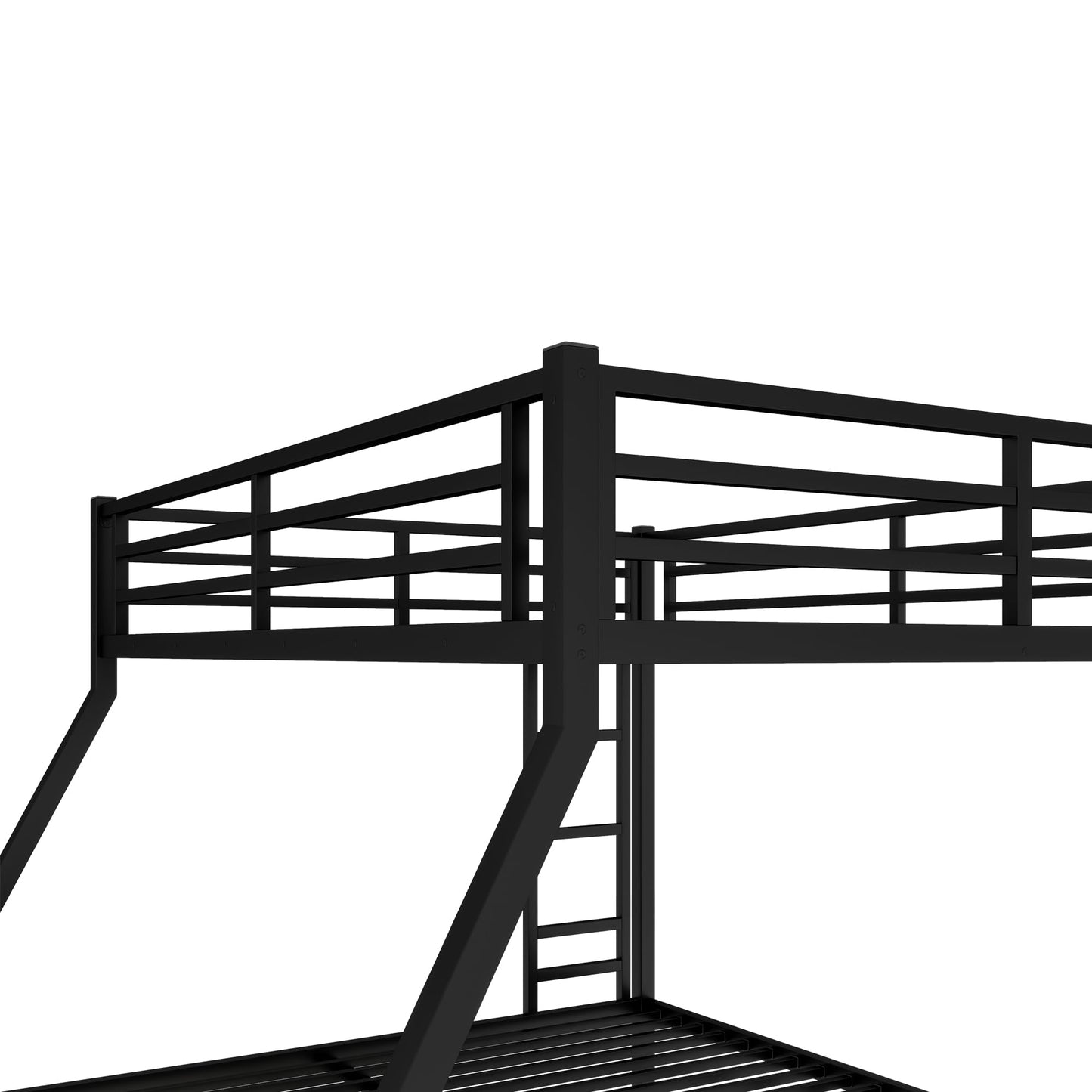 Bellemave Metal Queen Over King Bunk Bed for Adults/Kids,Heavy Duty Adults Bunk Beds with Guardrail & Ladders,Queen Over King Size Bunk Beds for Teens,Black