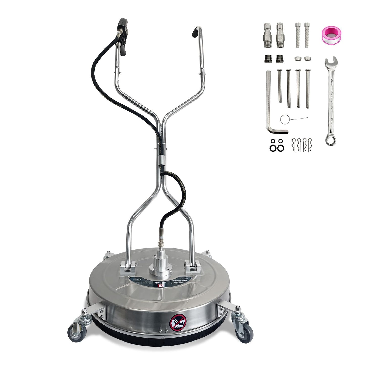 24" Pressure Washer Surface Cleaner with 4 Wheels - Stainless Steel Dual Handle Surface Cleaner 4900 Max PSI, 3/8" Connector & 1/4" Adapter Power Washer Floor Attachment,for Floor Driveway, Patio