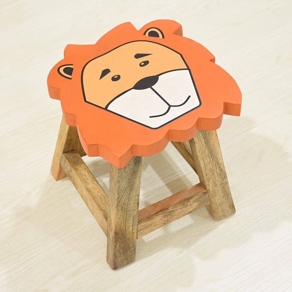 BBH Home's Handmade Orange Novelty Shaped Mango Wood Stool 14x14x12 Inch AMBBRSST0002