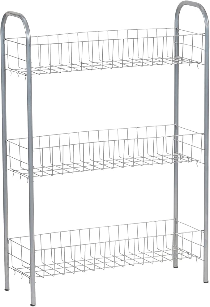 Household Essentials Slim Storage Cart, 3 Shelf Storage Cart with Wheels, Perfect for Laundry Rooms, Bathrooms, Pantries, Kitchens and More