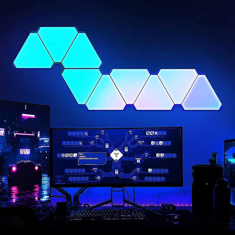 fbkapelk WiFi Bluetooth 5V USB Triangle Lamps Quantum Atmosphere LED Night Light for Game Bedroom Decoration Creative Decorat Wall Lamps (10 PCS Bluetooth)
