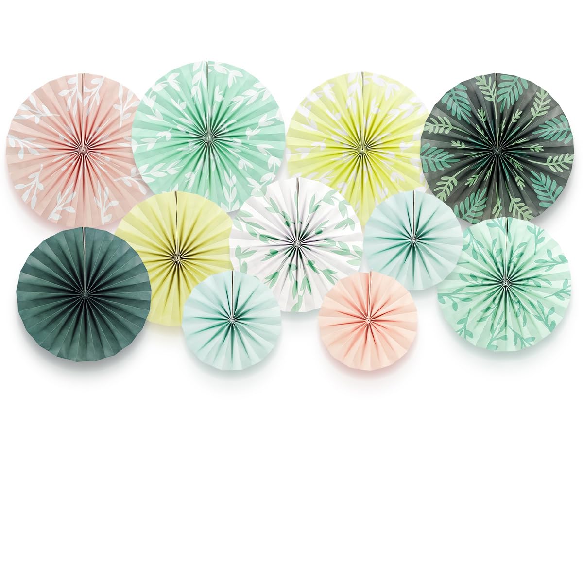 Cadpkler 11 Pcs Sage Paper Fans - Green Bohemian Ceiling Hanging - Perfect for Heme Party, Tea Party, Wedding Party Decoration