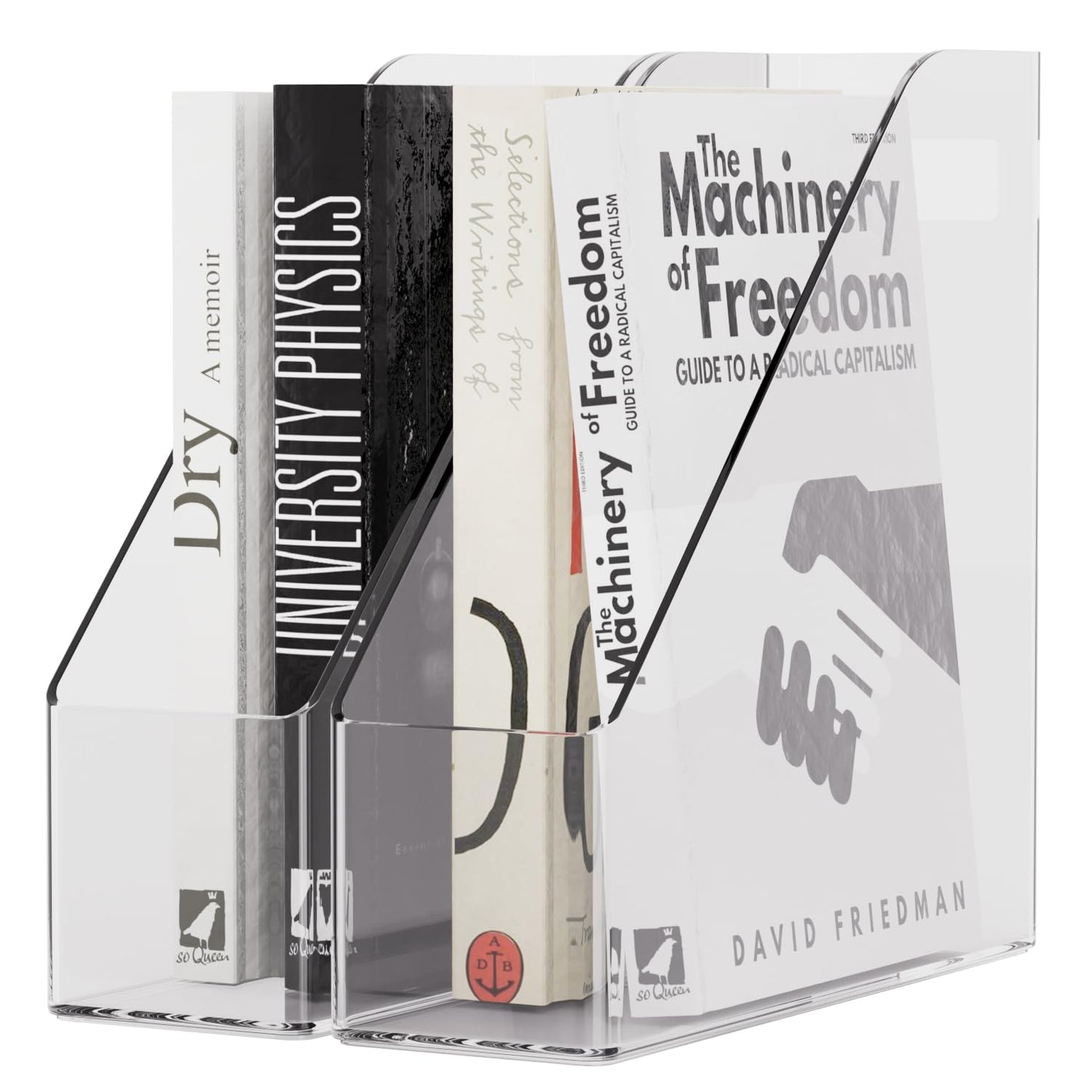 ICCGBHGO Magazine Holder, Clear Plastic Vertical File Magazine Organizer, Desktop File Magazine Book Storage Shelf for Office Desk (2PCS), 10.6x9.8x3.1 Inch
