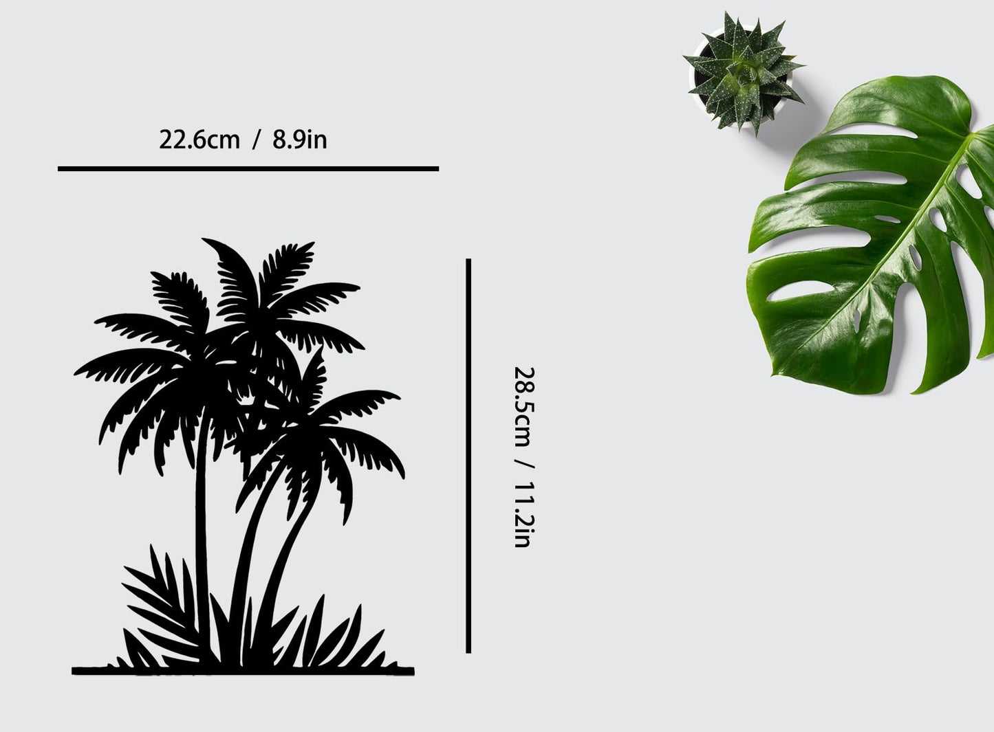 Benziso Palm Tree Metal Wall Art Tropical plants Wall Decor Beach Theme Wall Sculptures Coastal Wall Hanging for Bathroom Living Room Indoor Outdoor (Black)