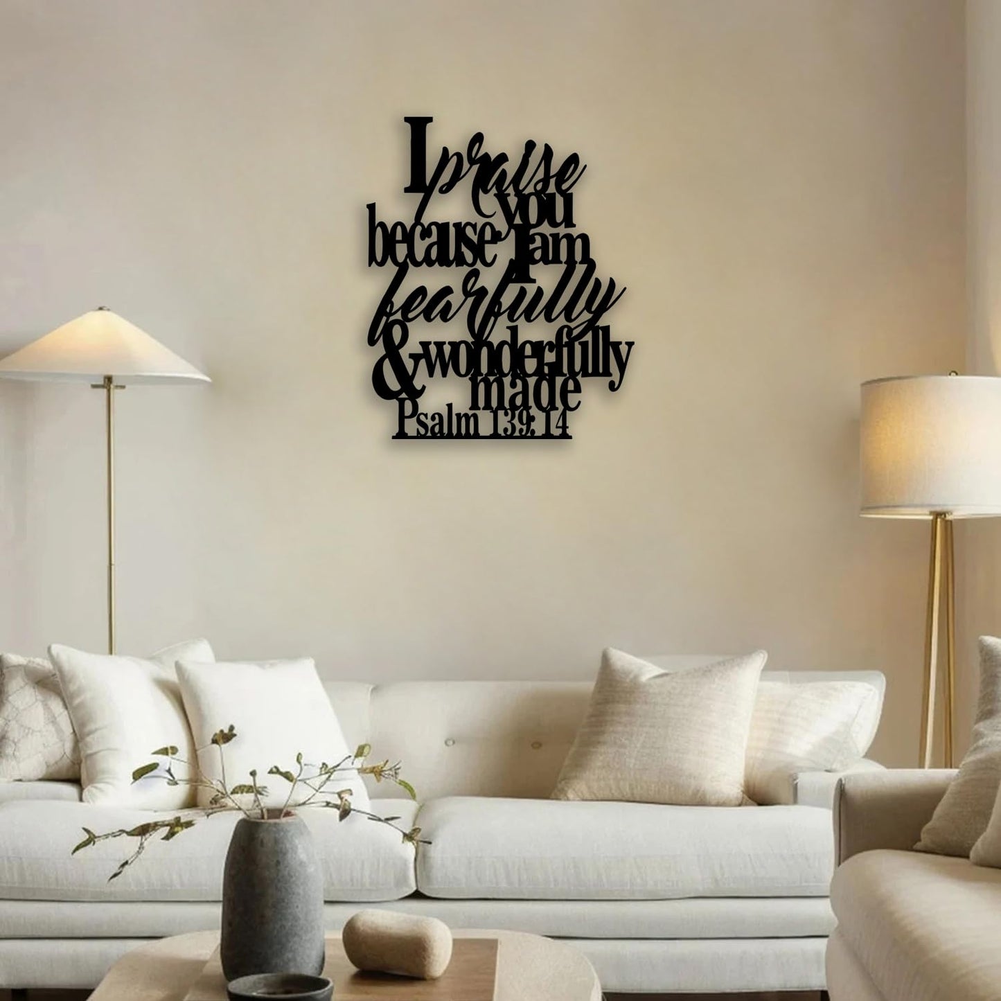 Psalm 139 14 Metal Wall Decor - Christian Inspirational Room Decor Motivational Scripture Wall Art Home Decor for Living Room, Bedroom, Dining Room, Bathroom, Office (Black)
