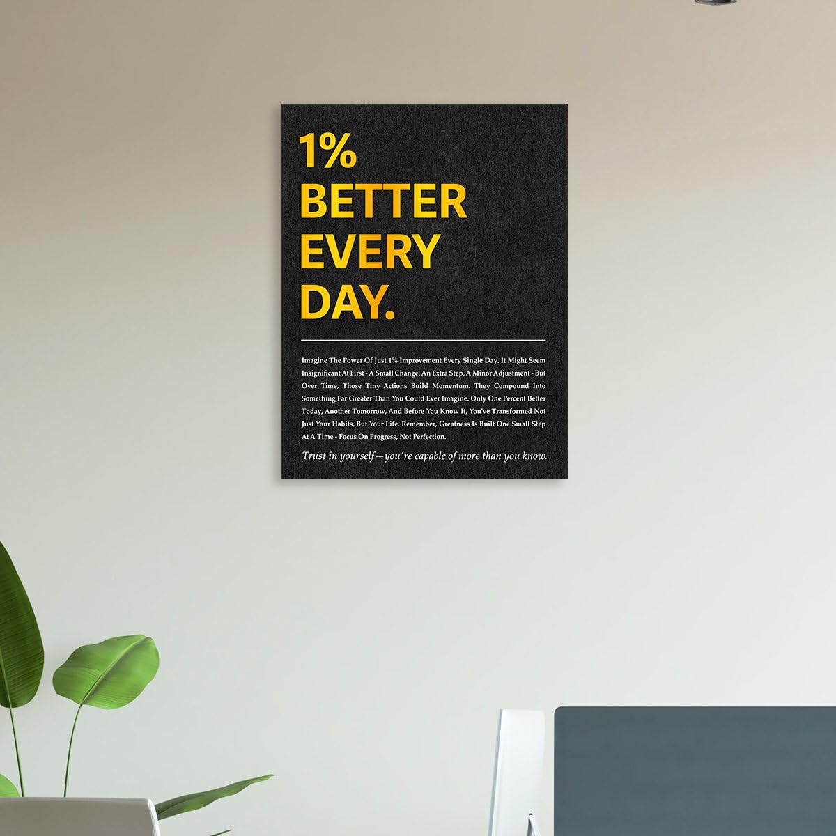 Inspirational Canvas Wall Art,Positive Quotes Wall Decor,1 Percent Better Every Day Motivational Wall Art for Office Home Classroom Gym