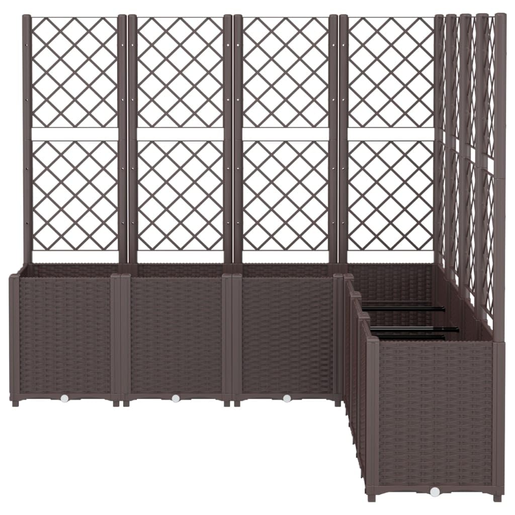 XHNIFBN Brown Modular Garden Planter with Trellis 63x63x55 in Outdoor Raised Beds Box UV Polypropylene for Balcony Patio Terrace