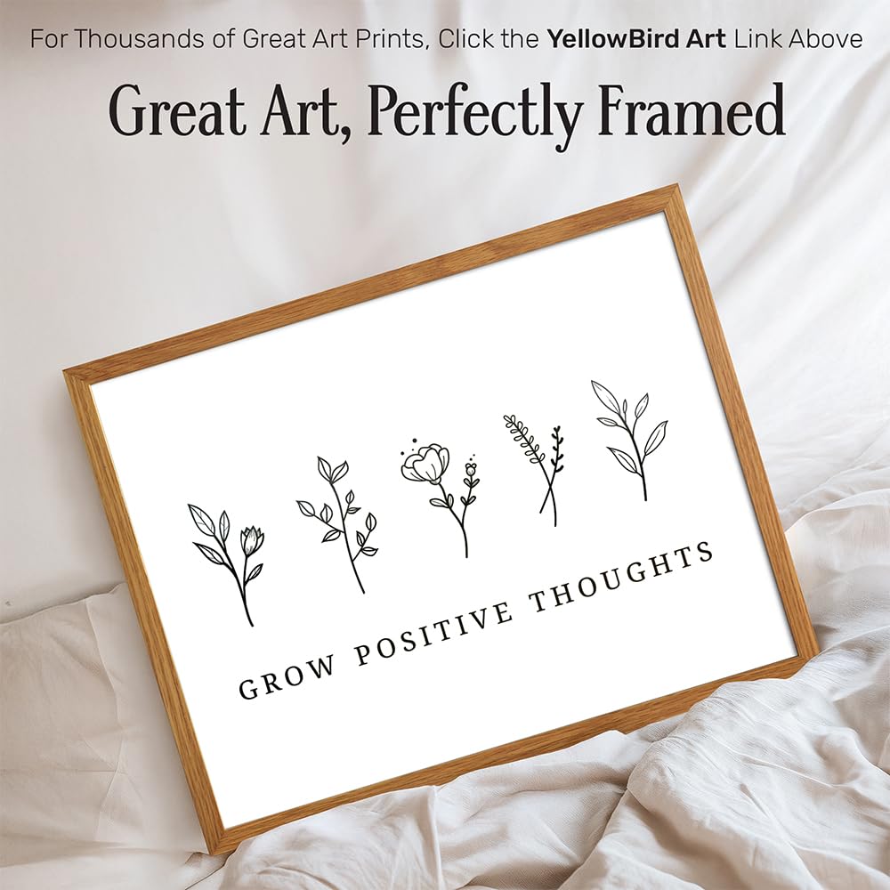 Inspiration Quotes Art Print 11x14 FRAMED - Uplifting Wall Decor for Women - Motivation Boho Home Office Decoration - positive affirmation Sayings, Inspiring Wall Art, Grow Positive Thoughts Self-care