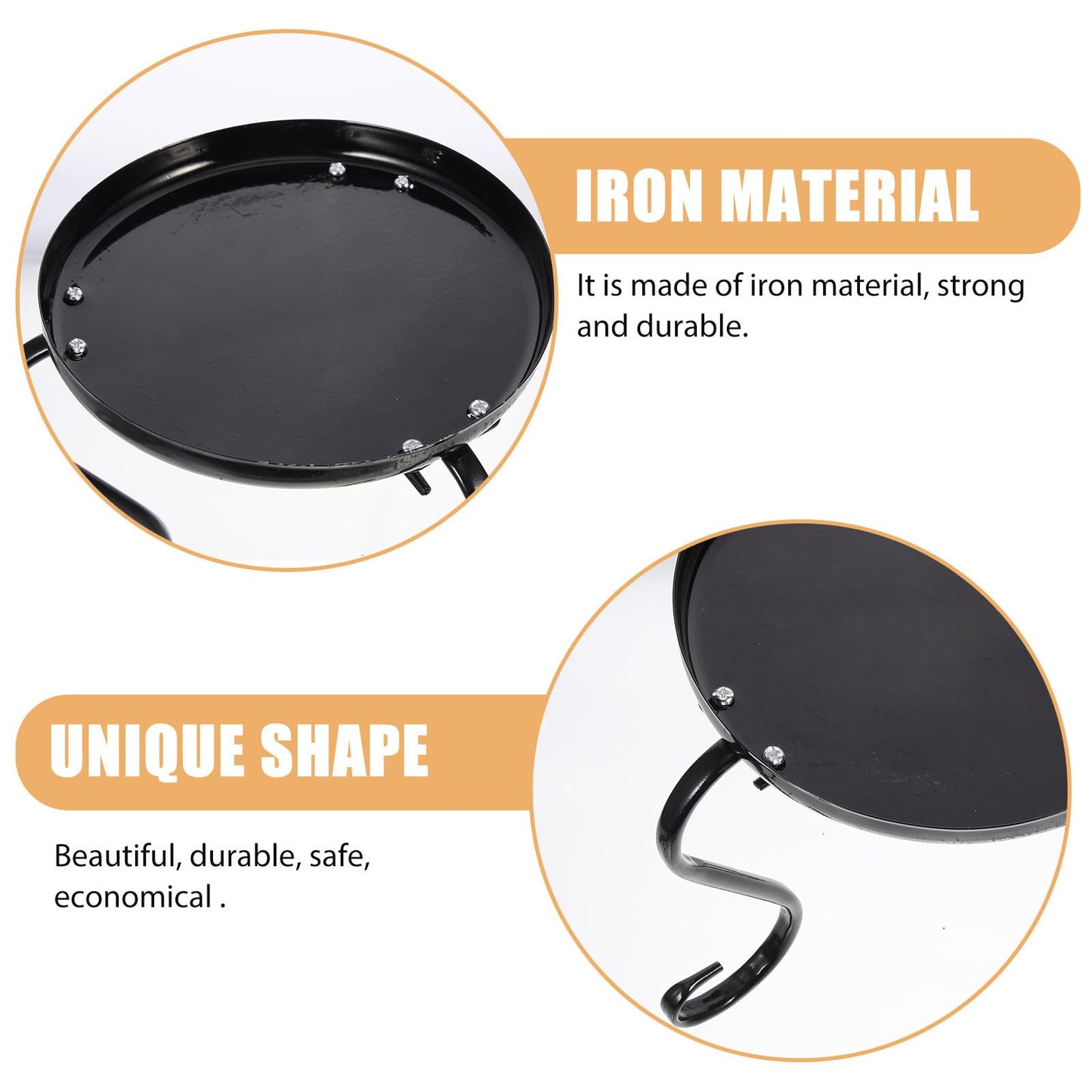 Lurrose Iron Flower Pot Holder Plant Stand for Indoor Outdoor Use, Single-layer Black Iron Flower Rack 2pcs, Floor-standing Plant Pot Display Shelf for Balcony Garden Patio