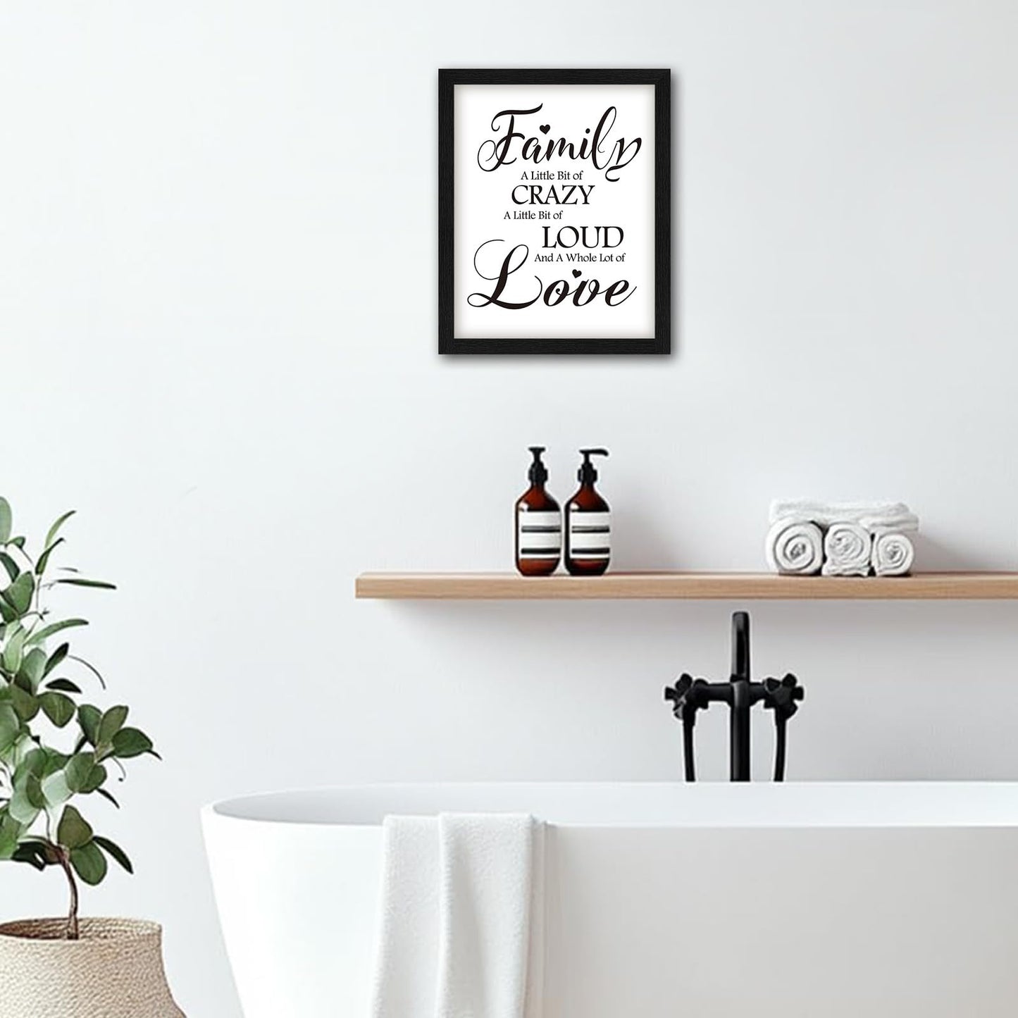 Framed Family Wall Art Home Decor 8x10 Inches, Black and White Inspirational Wall Decor A Whole lot of Love Canvas Picture Prints Minimalist Sign Quote for Living Room Bedroom Dining Room