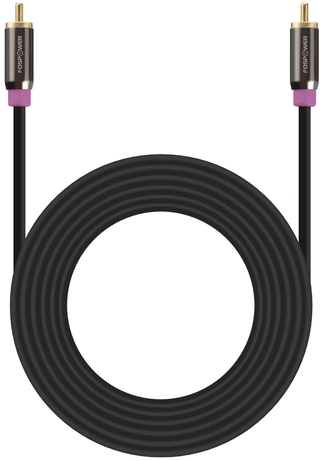 (25 24K FosPower Subwoofer Cable FT) RCA to RCA Audio Stereo Cable, Male to Male - Dual Shielded Cord | Gold Plated