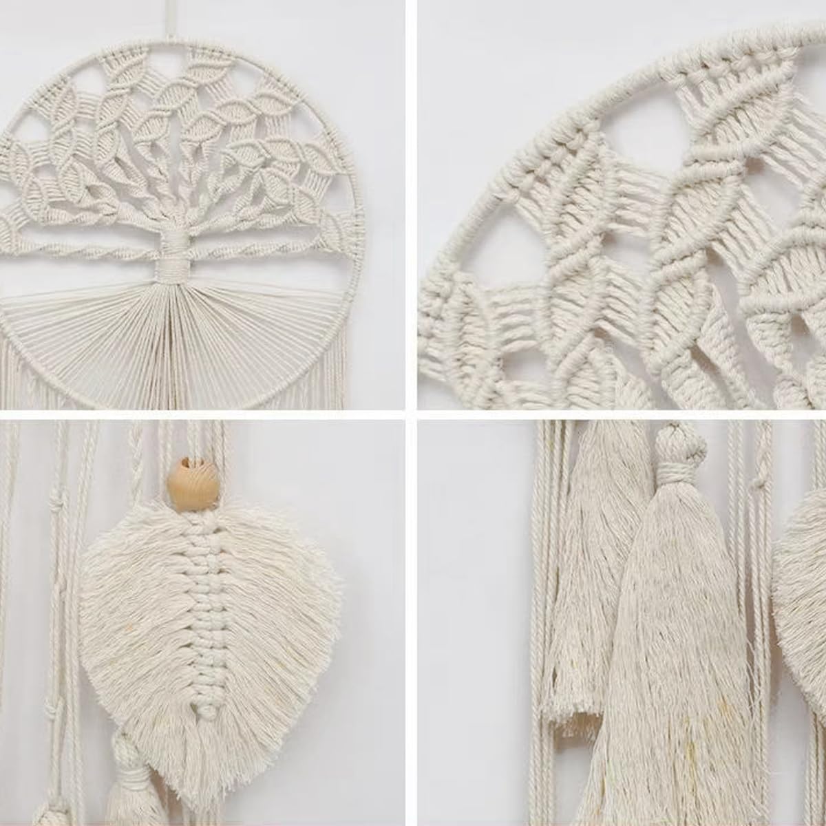 ACEDSGN Tree of Life Macrame Wall Hanging Boho Dream Catcher Tapestry, Handmade Woven Wall Art for Bedroom Living Room Hallway Symbol of Growth Harmony Positive Energy Gift for Women - White
