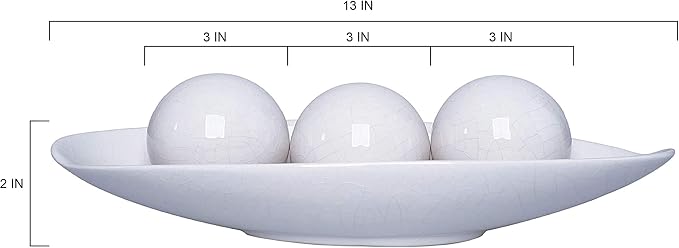 Hosley Decorative Bowl and Orb Set. Ideal GIFT for Weddings Special Occasions and for Decorative Centerpiece in Your Living Dining Room O3 (Crackle Ivory)