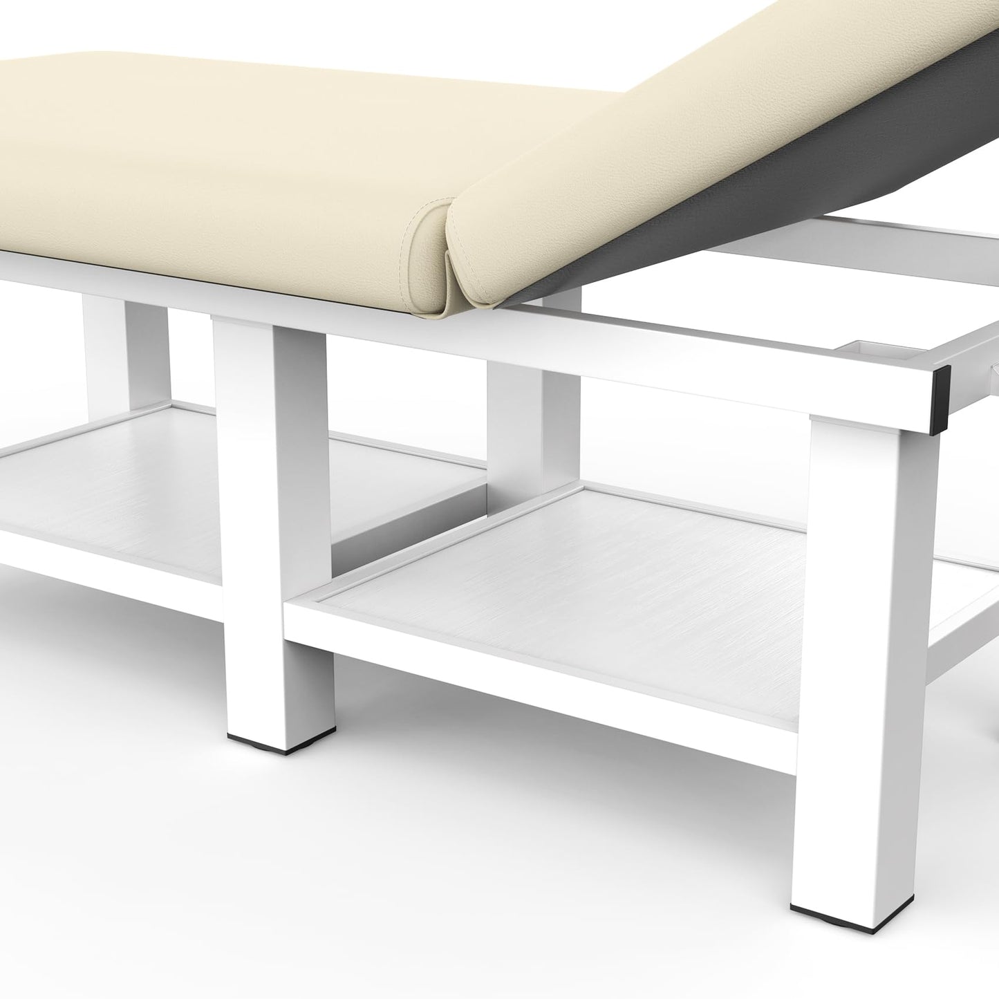 pouseayar Stationary Massage Table, 75”L 31.5''W Heavy Duty Esthetician Bed, 800LBS Metal Frame PU Leather Physical Therapy Table Spa Lash Bed Professional Equipment (Beige Grey)