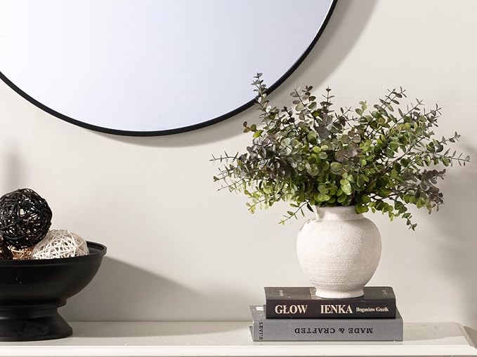Ceramic Flower Vase, 6" Small Farmhouse Vase Decorative Vases Home Decor Short Pottery Vases for Table Living Room Entryway Mantel Bookshelf Bedroom Bathroom Kitchen - RW