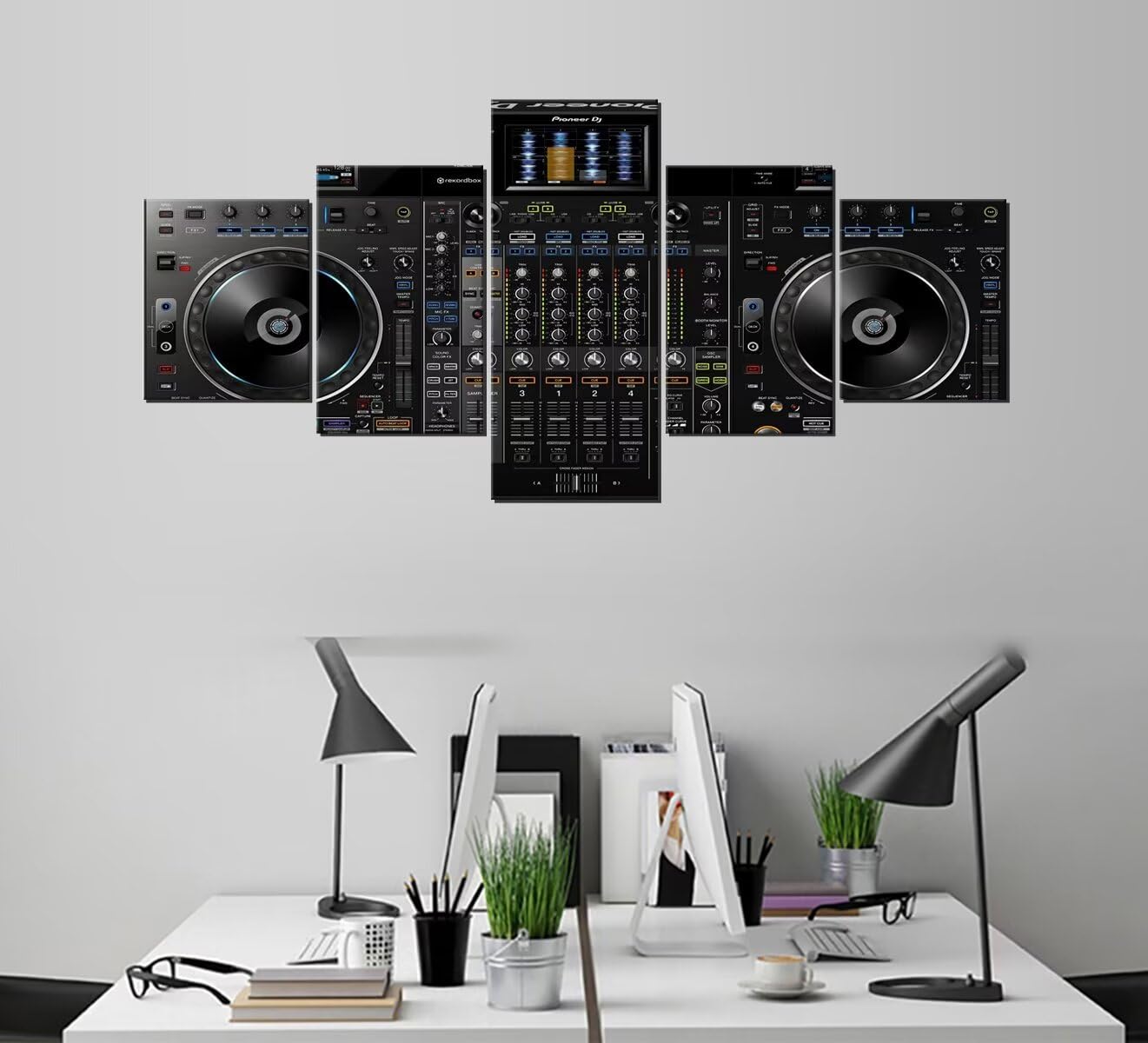 Wall HDQ Music Canvas Wall Art 5 Piece Audio Pictures DJ Wall Decor Musical Equipment Print Painting for Music room Recording Studio Living Room Bedroom Decor Gifts for Musician (50" Wx24 H)